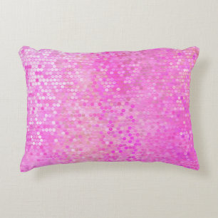 Bright abstract mosaic pink with gloss accent pillow