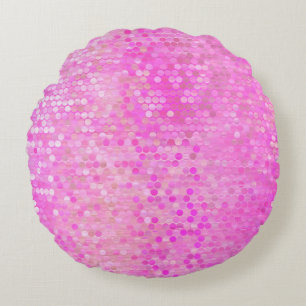 Bright abstract mosaic pink with gloss round pillow