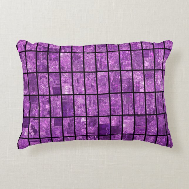 Bright abstract mosaic violet background with glos accent pillow (Front)