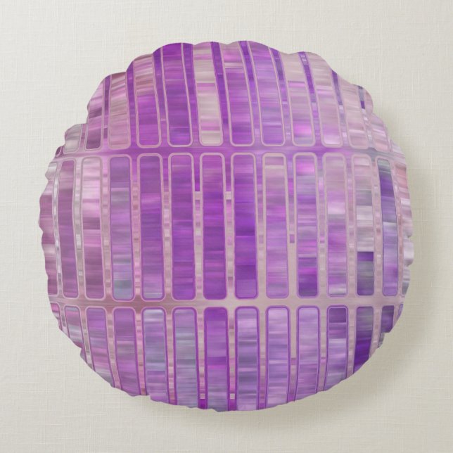Bright abstract mosaic violet background with glos round pillow (Front)
