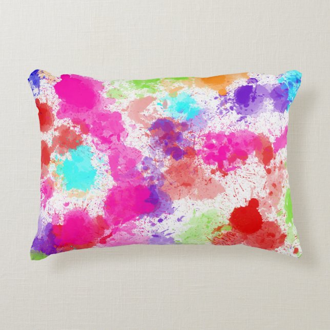 Bright Abstract Paint Splash  Accent Pillow (Front)