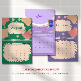 Bright Abstract Pastel Flowers Calendar