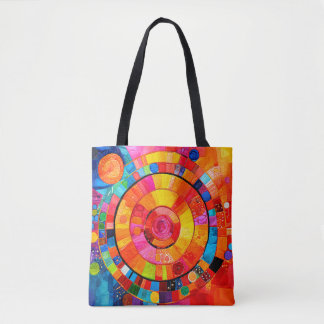 Bright abstract patchwork print  tote bag