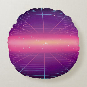 Bright abstract retro background made in 80s style round pillow