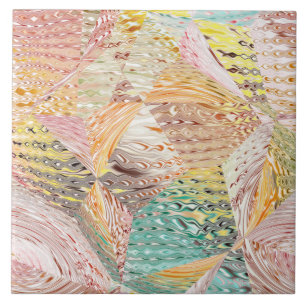 Bright Abstract Swirling Pastel Design Tile