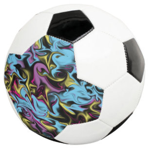 Bright Abstract Swirls of Pink Green Yellow Black Soccer Ball
