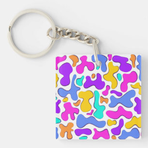 Bright acid liquid shapes keychain