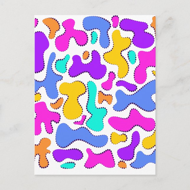 Bright acid liquid shapes postcard (Front)