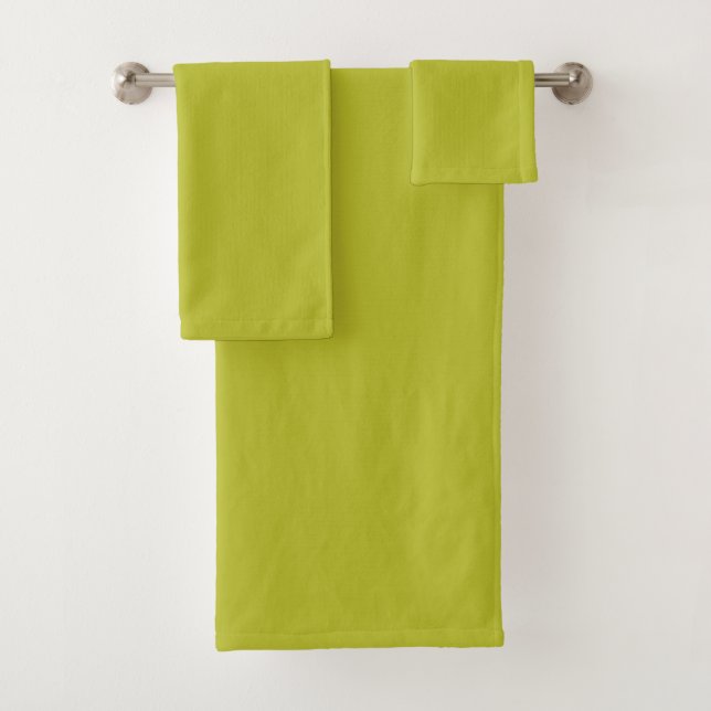 Bright Acidic Green, Fragile Sprout Solid Colour Bath Towel Set (Insitu)