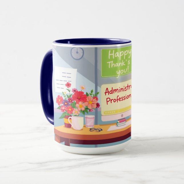 Bright Admin Day Thank You Desk Illustration Mug (Front Left)
