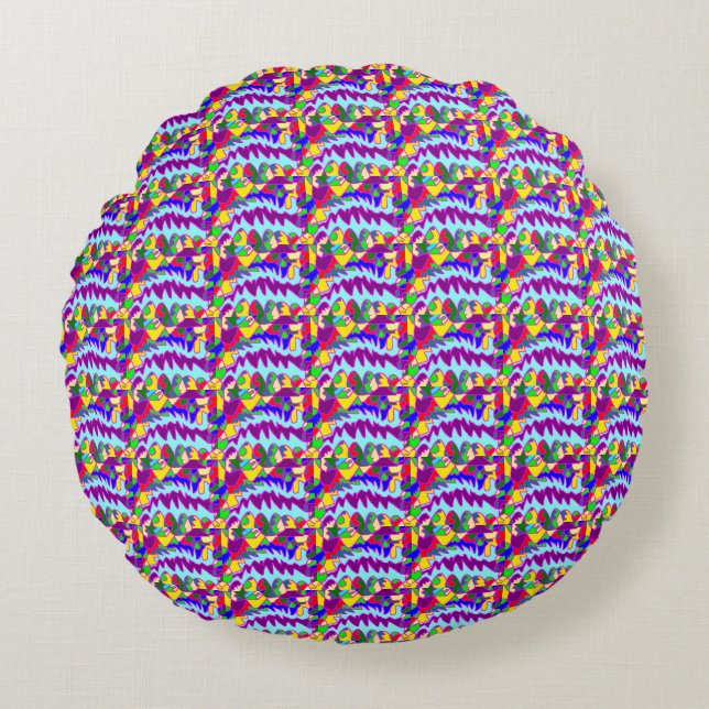 Bright African style art patterns Round Pillow (Front)