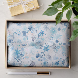Bright Airy Blue Summer Floral Pattern Tissue Paper