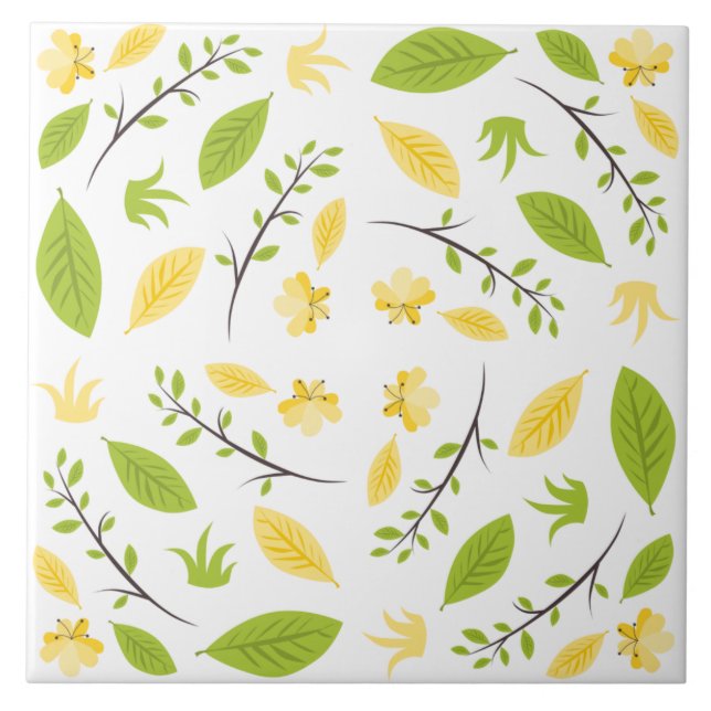 Bright and airy springtime flora pattern  tile (Front)