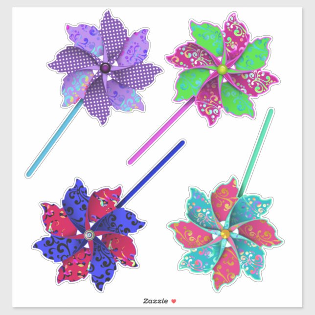 Bright and Beauiful Colourful Pinwheels (Sheet)