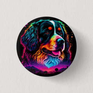 Bright and Beautiful Bernese Mountain Dog 1 Inch Round Button
