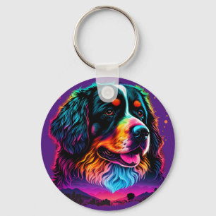 Bright and Beautiful Bernese Mountain Dog Keychain