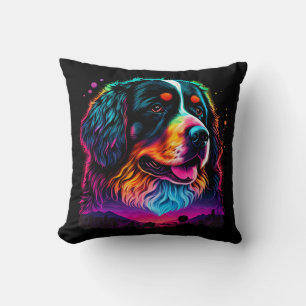 Bright and Beautiful Bernese Mountain Dog Throw Pillow