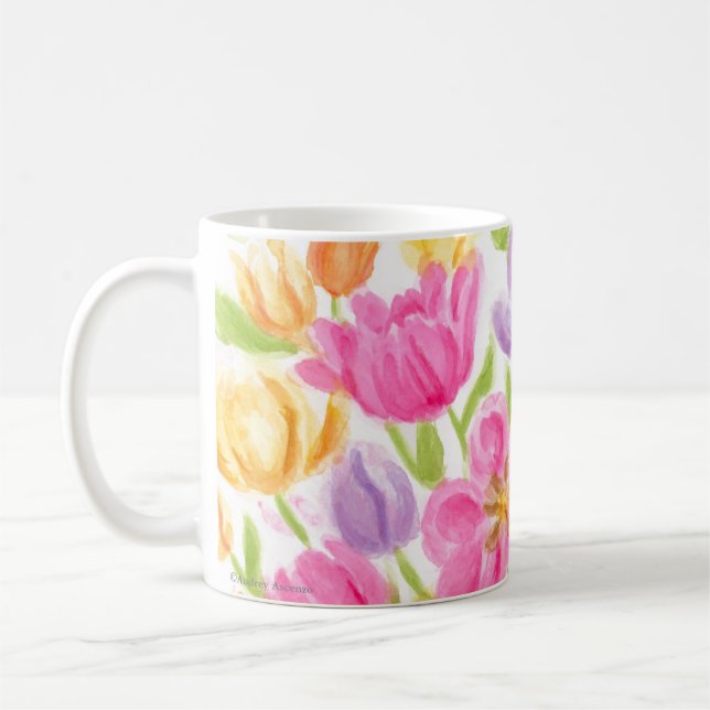 Bright and Beautiful Tulips Mug (Left)