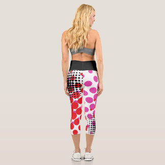 Bright and Black Dots Capri Leggings