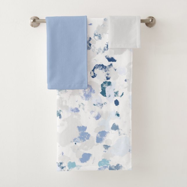 Bright and Blue and Grey and Splatter Bath Towel Set (Insitu)