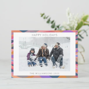 Bright and Bold Abstract Triangles Custom Photo Holiday Card