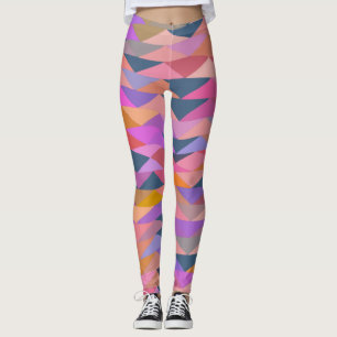 Bright and Bold Abstract Triangles in Vivid Colour Leggings