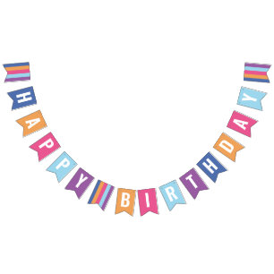 Bright and Bold Color Swatch Birthday Bunting Flags