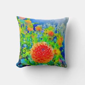 Bright and Bold Dahlia Throw Pillow