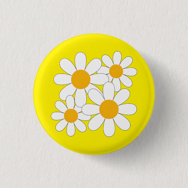 Bright and Bold Daisy 1 Inch Round Button (Front)