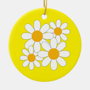 Bright and Bold Daisy Ceramic Ornament