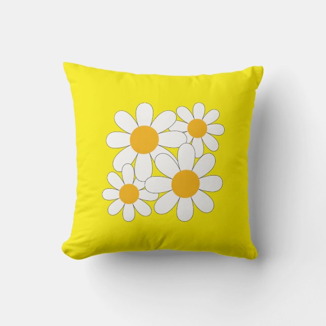 Bright and Bold Daisy Throw Pillow (Front)