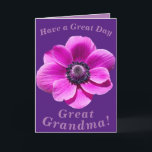 Bright and Bold Floral Birthday Card Great Grandma<br><div class="desc">A big bold anemone flower makes a great image for this colourful birthday card for Great Grandma.  All text can easily be personalised.</div>