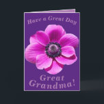 Bright and Bold Floral Birthday Card Great Grandma<br><div class="desc">A big bold anemone flower makes a great image for this colourful birthday card for Great Grandma.  All text can easily be personalised.</div>