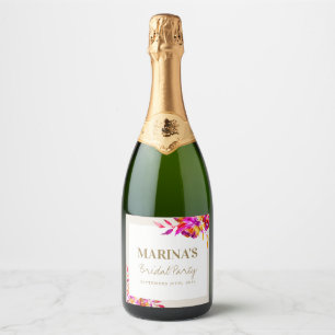 Bright and Bold Floral Bridal Shower Sparkling Wine Label