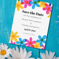 Bright and Bold Hippie Flowers Save the Date