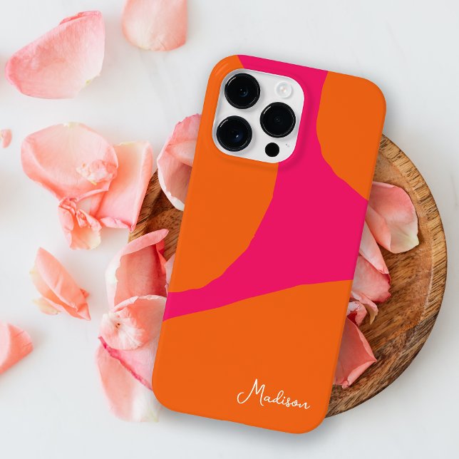Bright and Bold Hot Pink and Orange Abstract Case-Mate iPhone Case (Get this bright and bold look for your smart phone. Personalize with your name or monogram.)