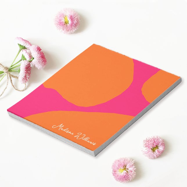 Bright and Bold Hot Pink and Orange Abstract Notepad (Creator Uploaded)