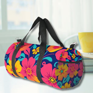 Bright and Bold Retro Flowers-Dopamine Style Duffle Bag