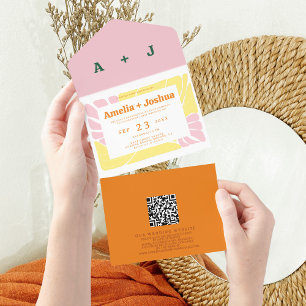 Bright and bold Retro Wedding Invitation