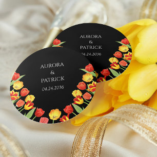 Bright and Bold Rustic Spring Tulip Floral Wedding Classic Round Sticker