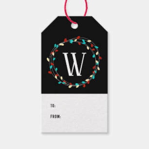 Bright and Bold String Lights Monogram Gift Tag