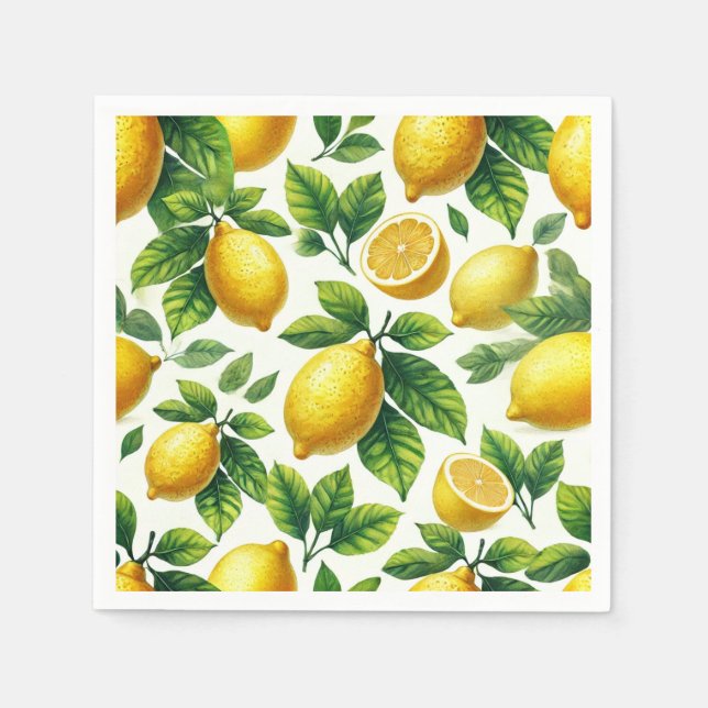 Bright and cheerful modern zesty lemons napkin (Front)