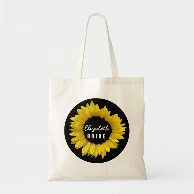 Bright and Cheerful Yellow Sunflower Wedding A09A Tote Bag (Front)