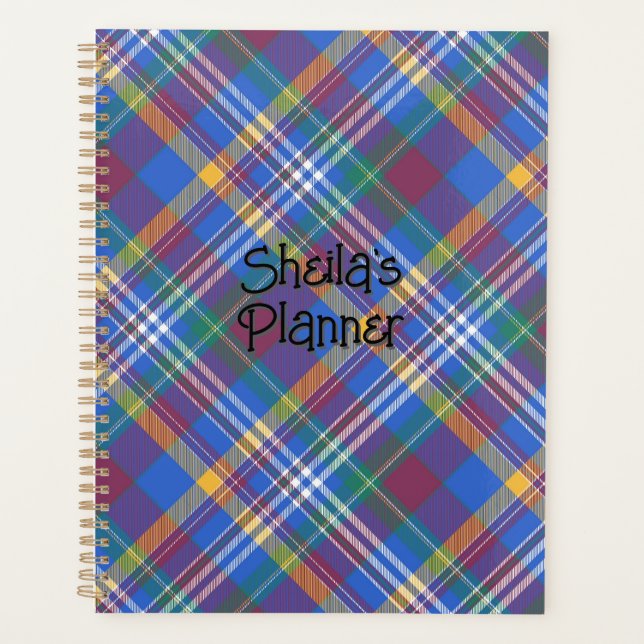 Bright and Cheery Blue Plaid Planner (Front)