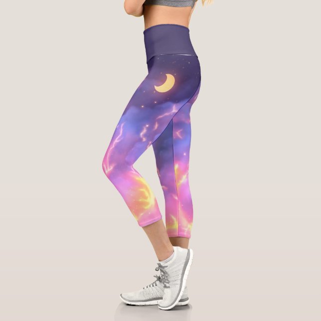 Bright and Cloudy Yoga Capris (Left)