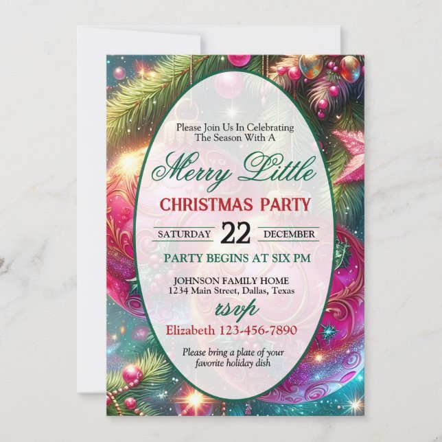 Bright and Colorful Christmas Party Invitation (Front)