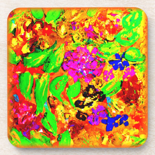 Bright And Colorful Flowers Art. Buy Now Coaster (Front)