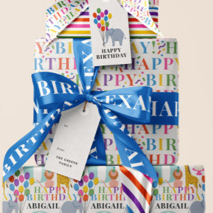 Bright and Colorful Happy Birthday Wrapping Paper