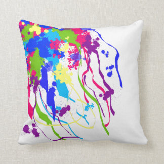 Bright and Colourful Abstract Ink Splatter Pillow