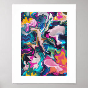 Bright and Colourful Abstract Marbling Poster